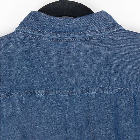 Men’s XL Denim Shirt Relaxed Fit Long Sleeve Button Down Workwear Dark Wash NWT - Picture 11 of 12